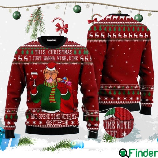 Spend Time With My Mastiff Christmas Ugly Christmas Sweater