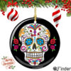 Sugar Skull Christmas Ornament Porcelain Double Sided