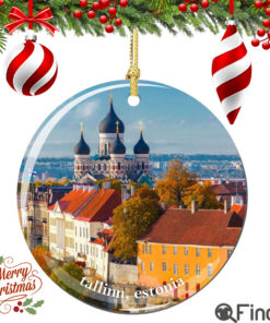 Tallinn Estonia Christmas Ornament Porcelain Double Sided