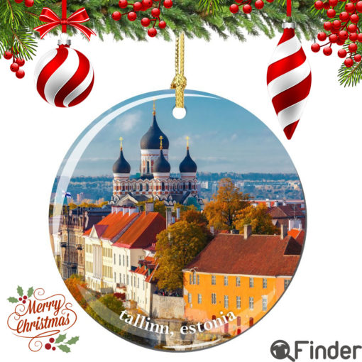 Tallinn Estonia Christmas Ornament Porcelain Double Sided