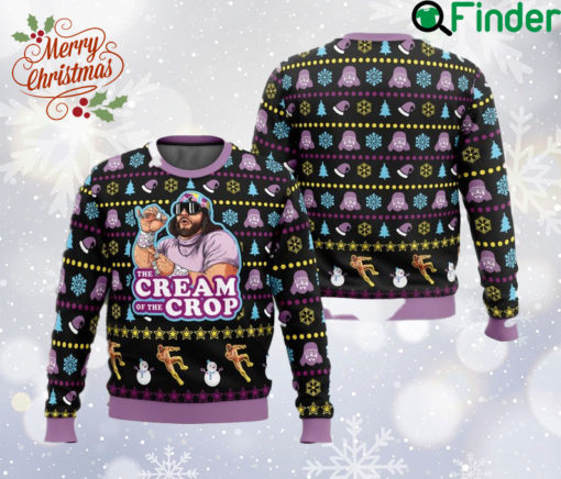 The Cream of the Crop Ugly Christmas Sweater, Macho Man Randy Savage Sweatshirt, WWF All Over Print Sweater, Funny Xmas Gift, Gift For Fan