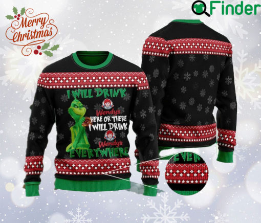 The Grinch I Will Drink Here Or There Ugly Xmas Sweater, The Gri nch All Over Print Sweatshirt, TV Show Ugly Sweater, Christmas Gift