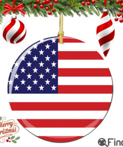 USA Flag Christmas Ornament Porcelain