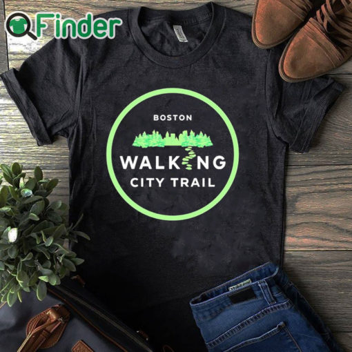 black T shirt Boston Walking City Trail Shirt