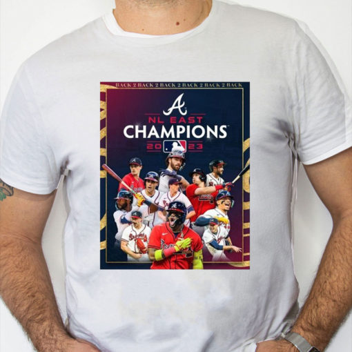 white Shirt Atlanta Braves Back 5 Back NL East Division Champions Shirt