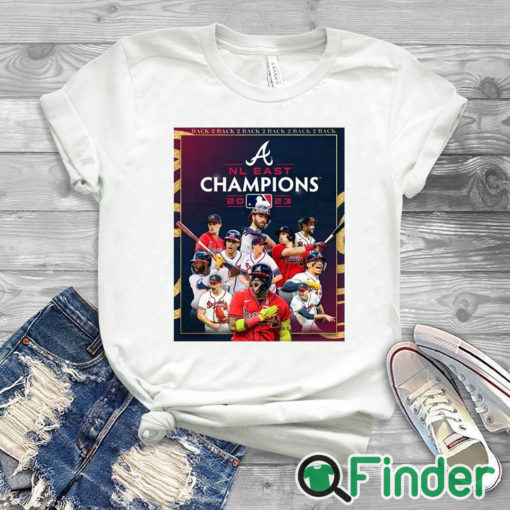 white T shirt Atlanta Braves Back 5 Back NL East Division Champions Shirt