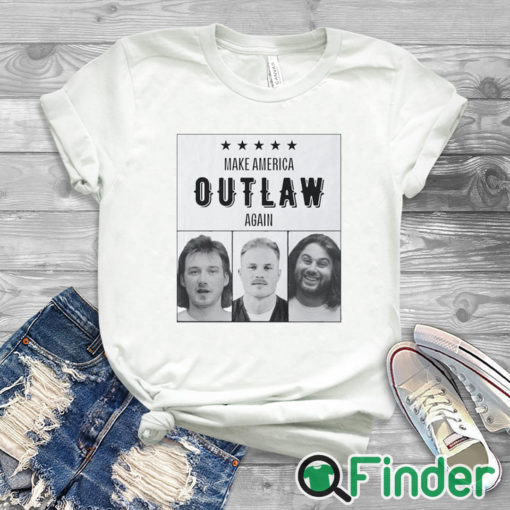 white T shirt Zach Bryan Mugshot Make America Outlaw Again shirt