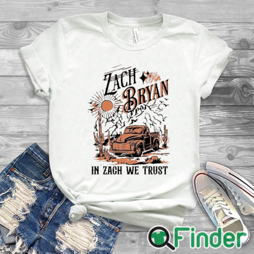 white T shirt Zach Bryan Mugshot in Zach we trust 2023 Shirt