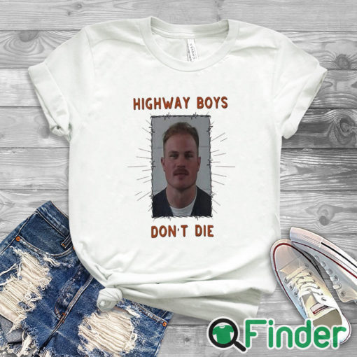 white T shirt Zach Bryan Mugshot t shirt Highway Boys Don't Die t shirt