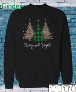 Sweatshirt Vintage Christmas Tree Black Merry And Bright Crew Neck Sweatshirt
