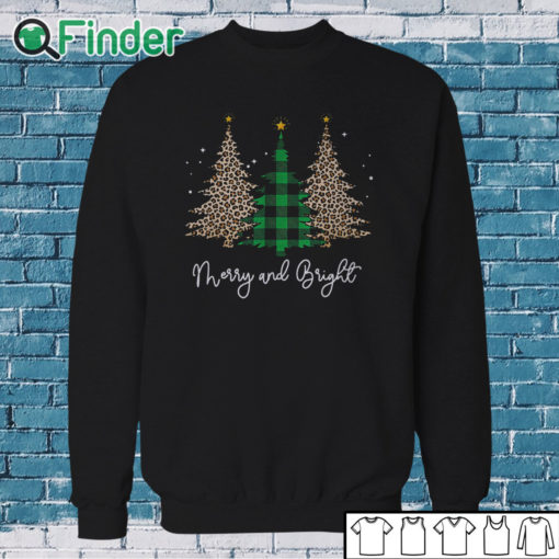 Sweatshirt Vintage Christmas Tree Black Merry And Bright Crew Neck Sweatshirt
