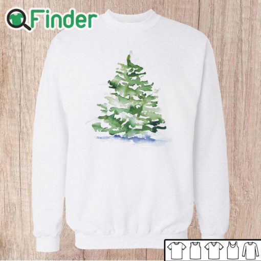 Unisex Sweatshirt Christmas Tree Evergreen Watercolor Throw Shirt