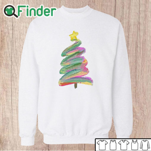 Unisex Sweatshirt Watercolor Christmas Tree Painting Pattern Tops for Women Teen Girls Sweater