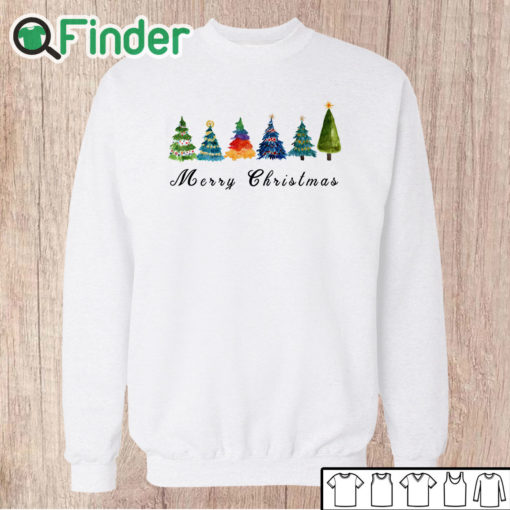 Unisex Sweatshirt Watercolor Christmas Tree Shirt Christmas T shirt for Women