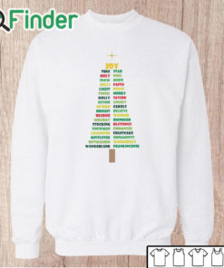 Unisex Sweatshirt White Christmas Words Christmas Tree Sweatshirt