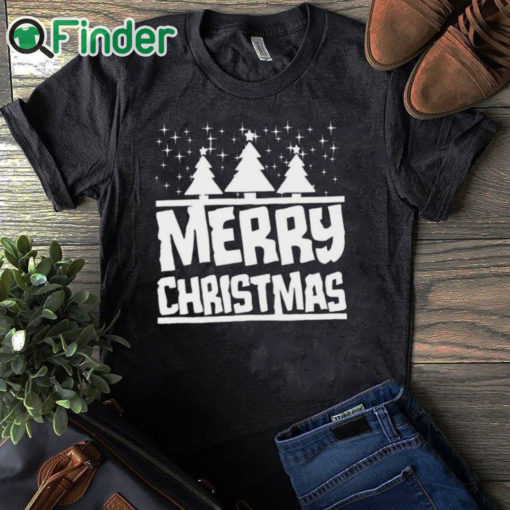 black T shirt Christmas Tree Snow Star Holiday Xmas Snowflake Mens Women Unisex Tee T Shirt