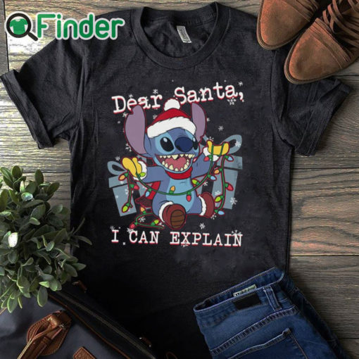 black T shirt Cute Lilo & Stitch Christmas Dear Santa I Can Explain T shirt