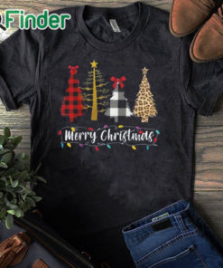 black T shirt Ladies Christmas Tree Merry Christmas Shirt