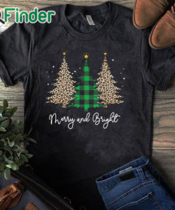 black T shirt Vintage Christmas Tree Black Merry And Bright Crew Neck Sweatshirt