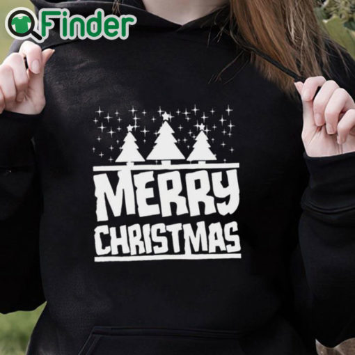 black hoodie Christmas Tree Snow Star Holiday Xmas Snowflake Mens Women Unisex Tee T Shirt