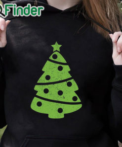 black hoodie Distressed Green Christmas Tree Sweatshirt