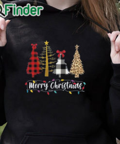black hoodie Ladies Christmas Tree Merry Christmas Shirt