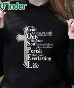 black hoodie Women's For God So Loved The World Print Long Sleeve Sweatshirt