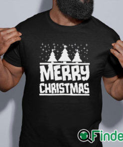 black shirt Christmas Tree Snow Star Holiday Xmas Snowflake Mens Women Unisex Tee T Shirt