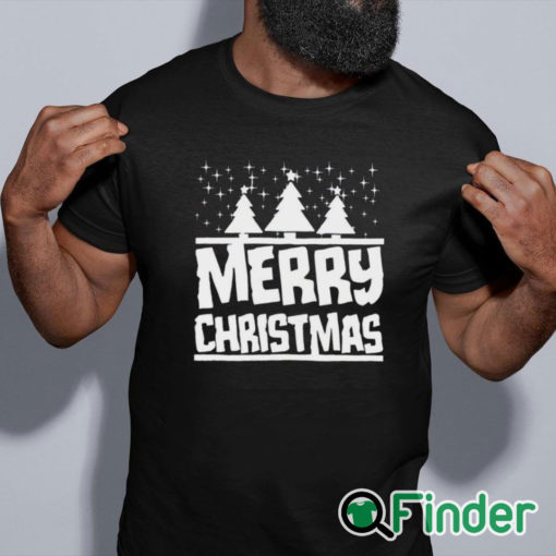 black shirt Christmas Tree Snow Star Holiday Xmas Snowflake Mens Women Unisex Tee T Shirt