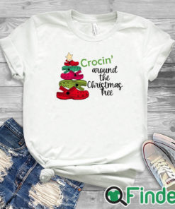 white T shirt Crocin' Around the Christmas Tree Watercolor Crocs hot Shirt
