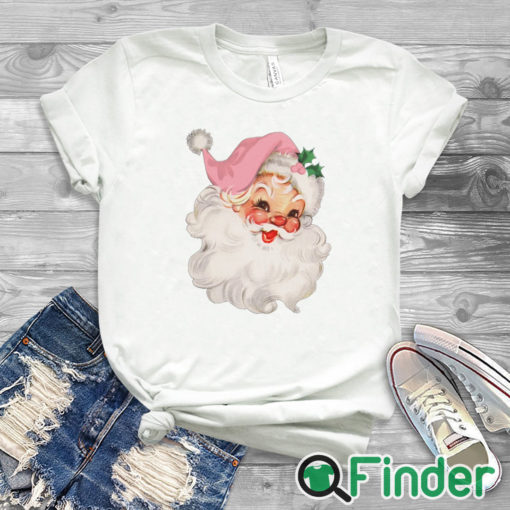 white T shirt Pink Vintage Santa Claus Unisex Sweatshirt