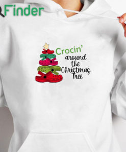 white hoodie Crocin' Around the Christmas Tree Watercolor Crocs hot Shirt