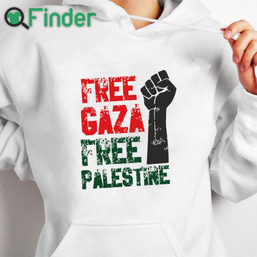 white hoodie Free Gaza Free Palestine T shirt