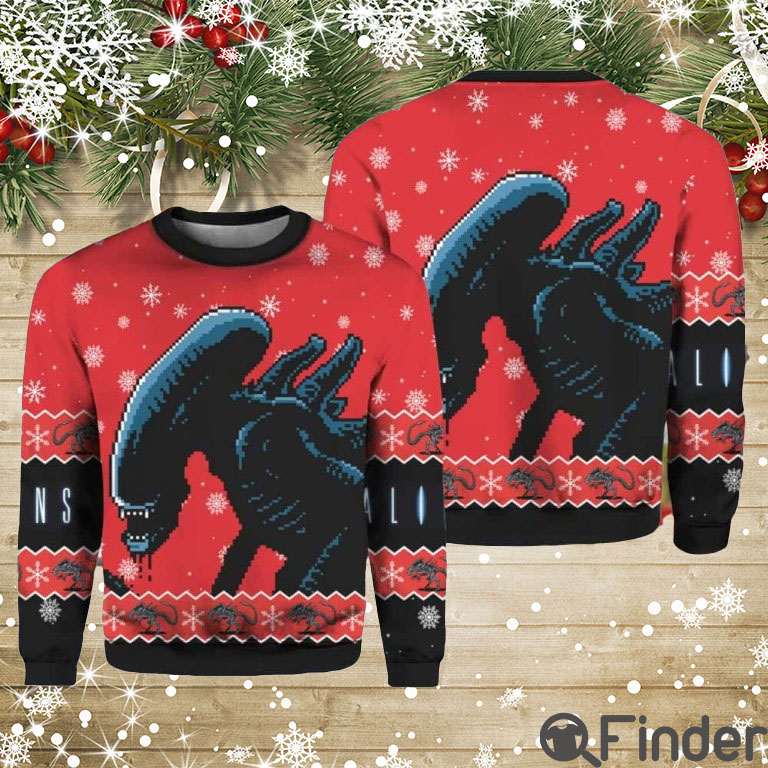 Alien Xenomorph Christmas Sweater - Q-Finder Trending Design T Shirt