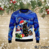 Black Cat Christmas Night Funny Family Ugly Christmas Sweater, Cat Lover Christmas Sweater