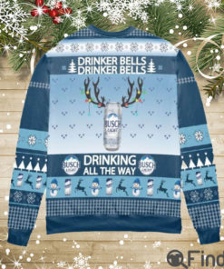 Busch Light Drinker Bells Drinking All The Way Ugly Christmas Sweater Hoodie