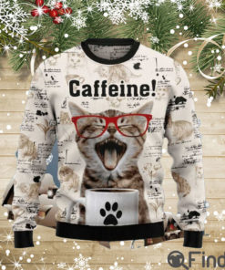 Cat Caffeine Ugly Christmas Sweater