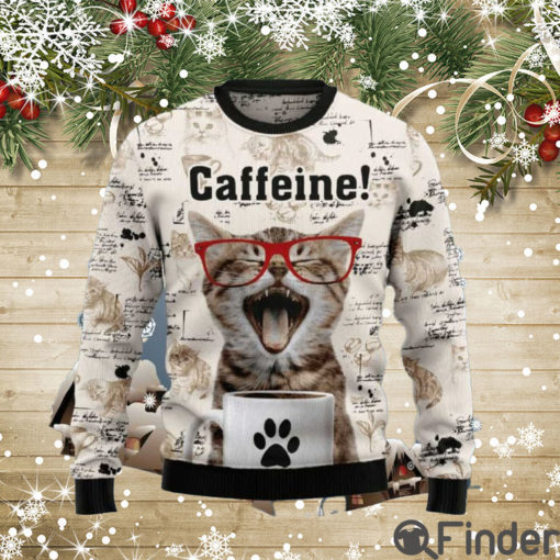 Cat Caffeine Ugly Christmas Sweater