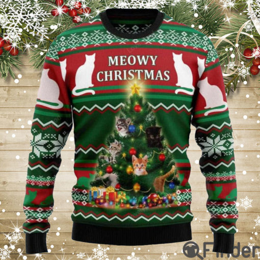 Cute Cat Meowy Christmas Ugly Christmas Sweater