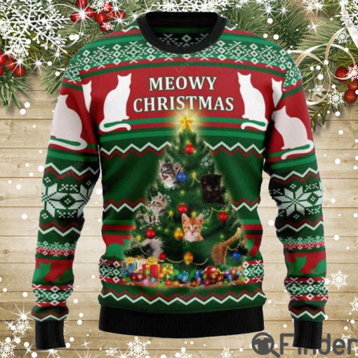 Cute Cat Meowy Christmas Ugly Christmas Sweaters