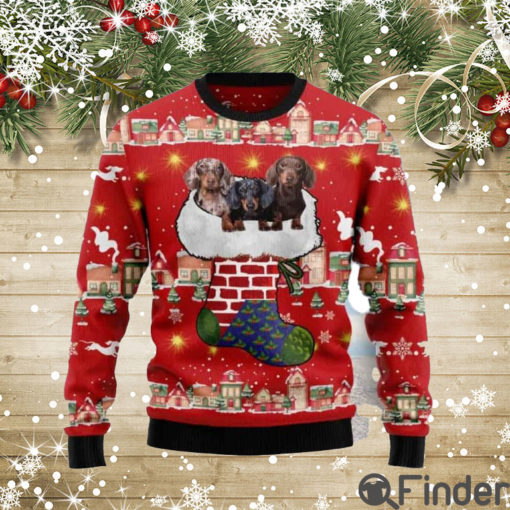 Dachshund In Christmas Stocking Ugly Christmas Sweater