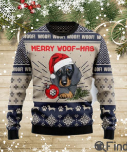 Dachshund Merry Woof mas Ugly Christmas Sweater