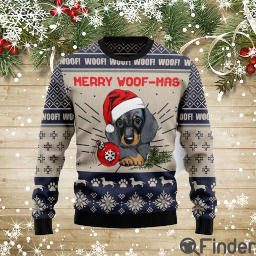 Dachshund Merry Woof mas Ugly Christmas Sweater