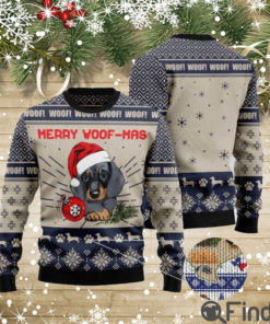 Dachshund Merry Woof mas Ugly Christmas Sweaters