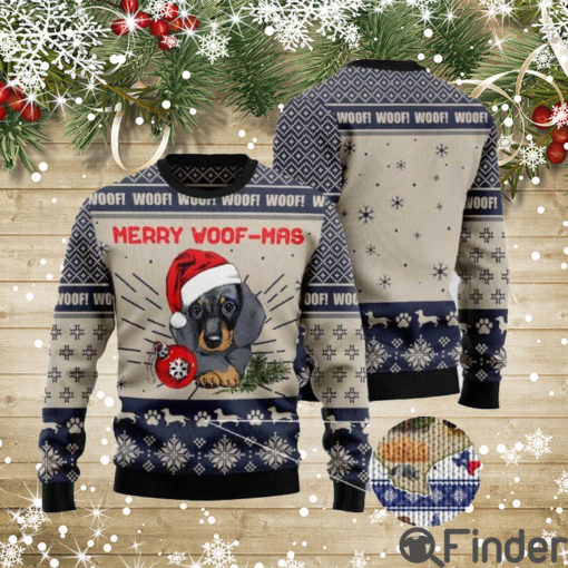 Dachshund Merry Woof mas Ugly Christmas Sweaters