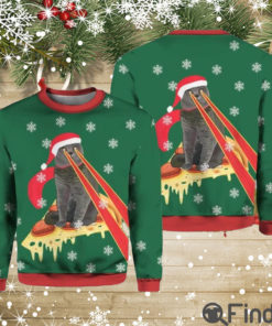 Drax Pizza Cat With Laser Eyes Ugly Christmas Sweater