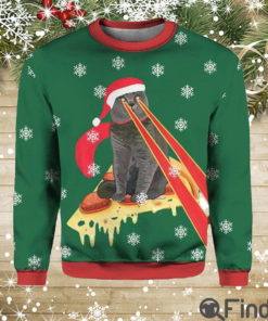 Drax Pizza Cat With Laser Eyes Ugly Christmas Sweaters