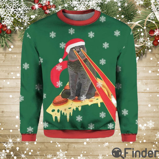 Drax Pizza Cat With Laser Eyes Ugly Christmas Sweaters