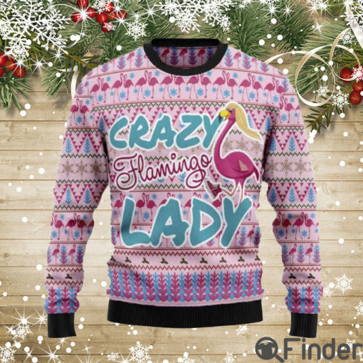 Flamingo Pink Flamingo Lady Ugly Christmas Sweater