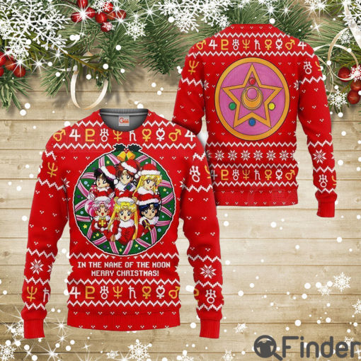 In the Name of the Moon Sailor Moon Ugly Christmas Sweater Gif For Christmas